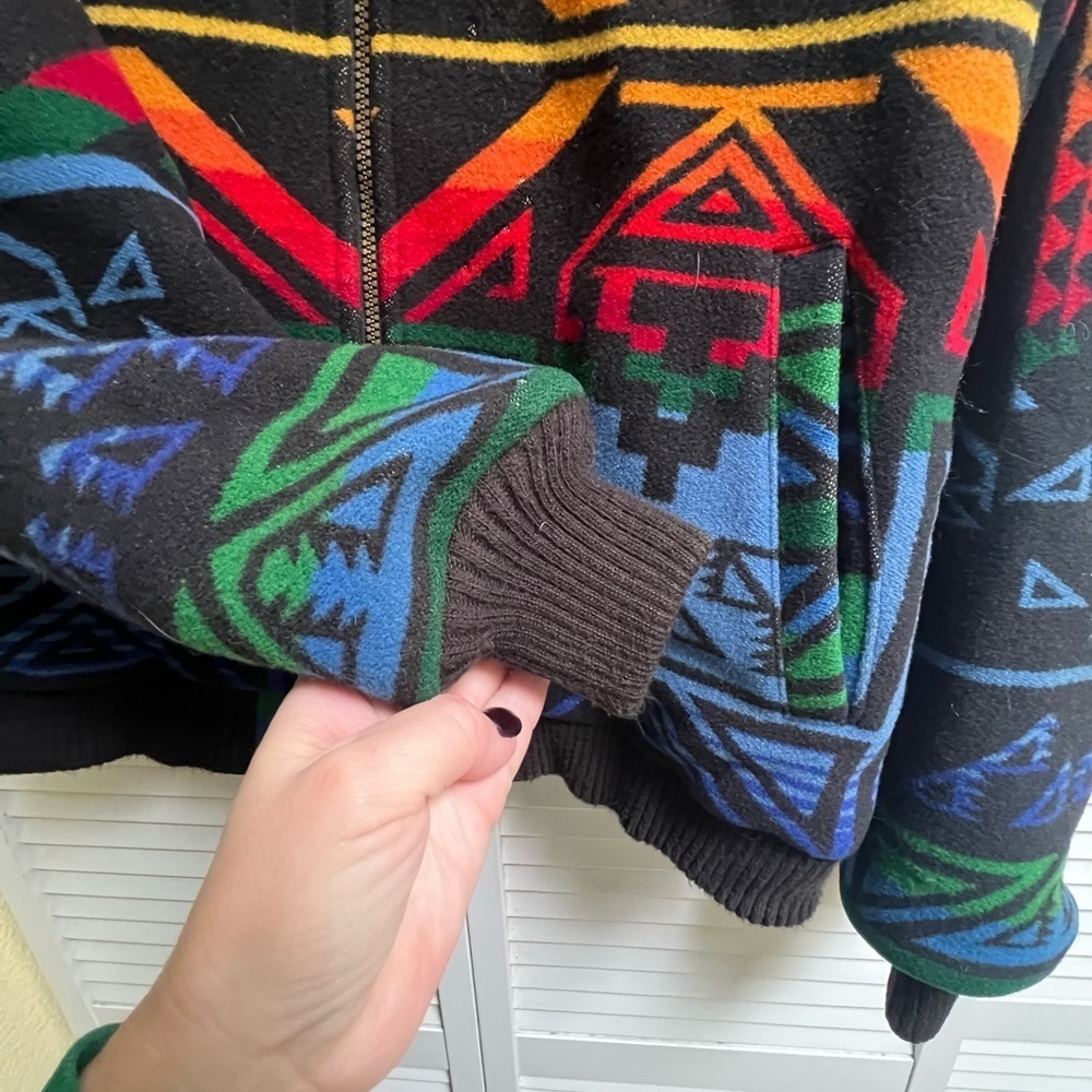 Vintage Aztec Print PENDLETON Women’s Sz L Wool Bomber Jacket Rare - Picture 7 of 16